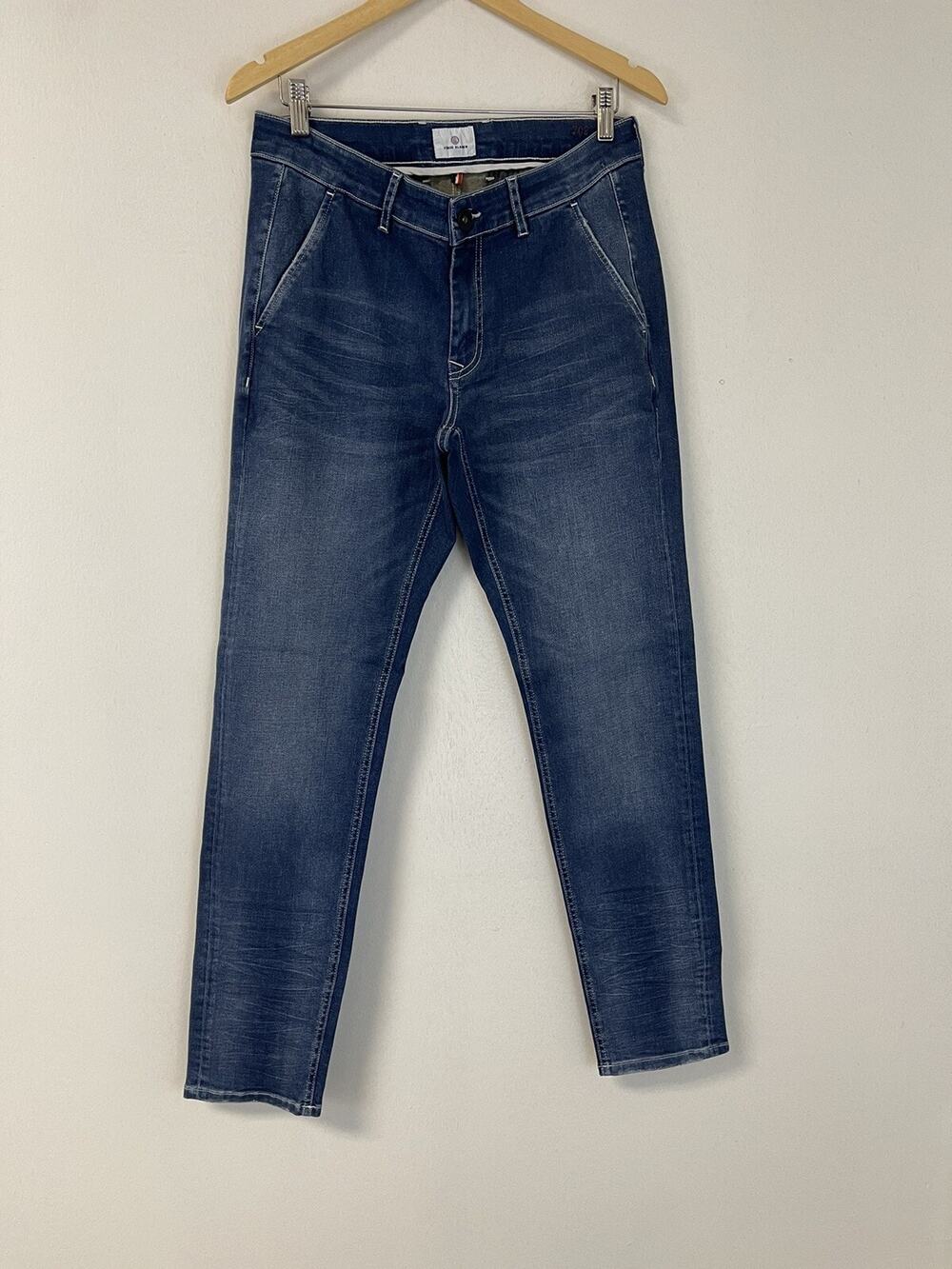 Serge Blanco Jeans Mens 42x33 Blue Denim Pants Distressed Medium Wash N3